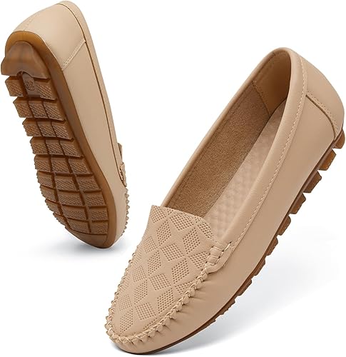 Mocasines para mujer, de piel sintética, mocasines y sin cordones con suela de goma suave, zapatos de pie durante mucho tiempo