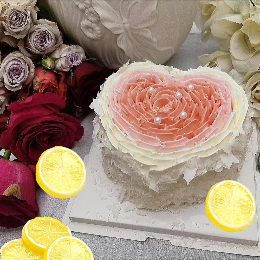 40 Tranches Citron Artificielles Réalistes – Décoration Fête, Photo, Cuisine & Été (Citron Jaune, Vert, Orange + Cerises)