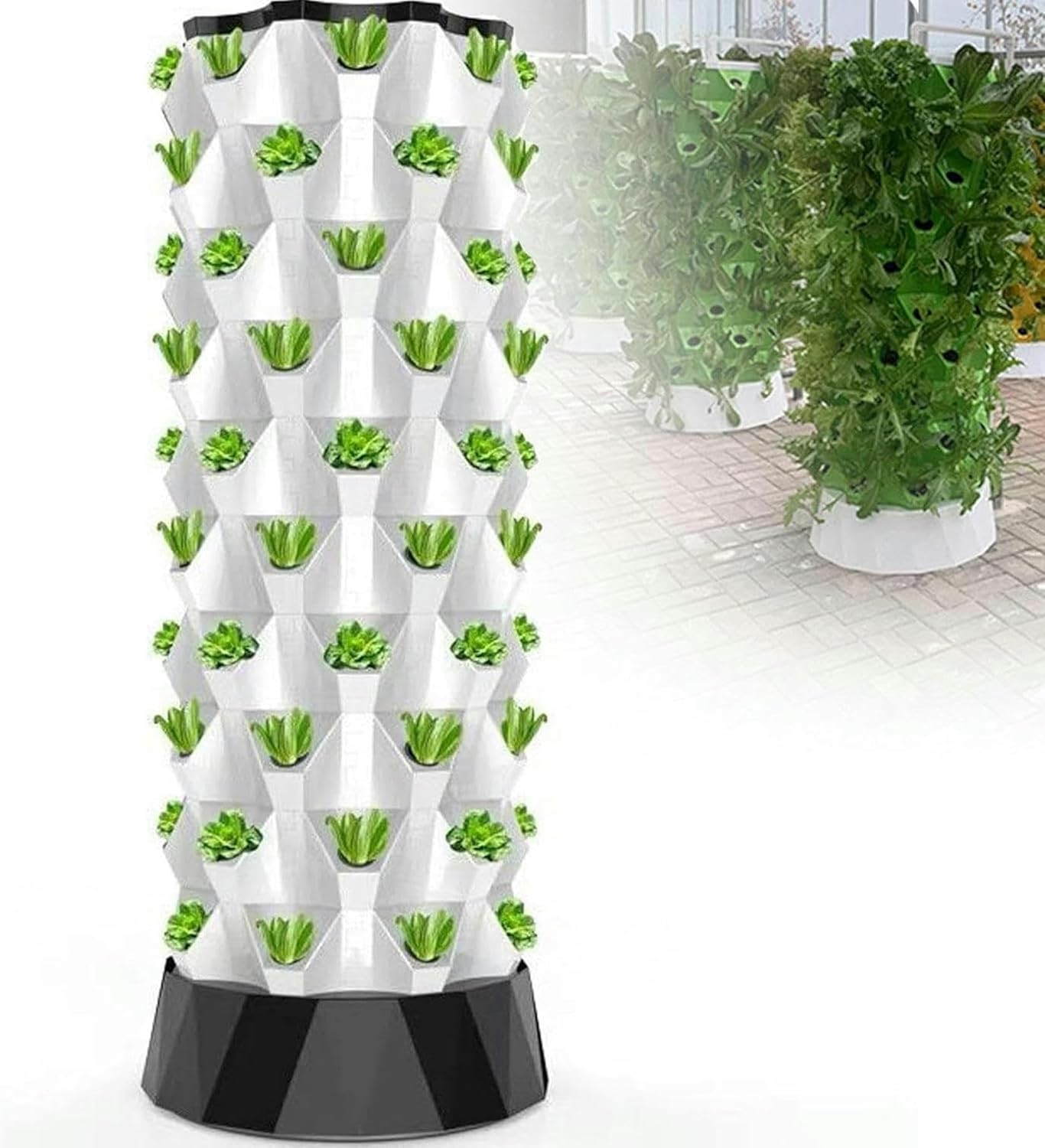 Hydroponics Tower Garden Hydroponic Growing System Aeroponics Growing Kit for Herbs, Fruits and Vegetables with Hydrating Pump, Adapter, Net Pots, Timer for Herbs, Fruits and Vegetables,8Layers-1PC
