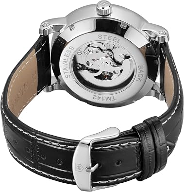 FORSINING Men Self Wind Mechanical Fashionable Big Face Leather Strap Wrist Watch (4-White)