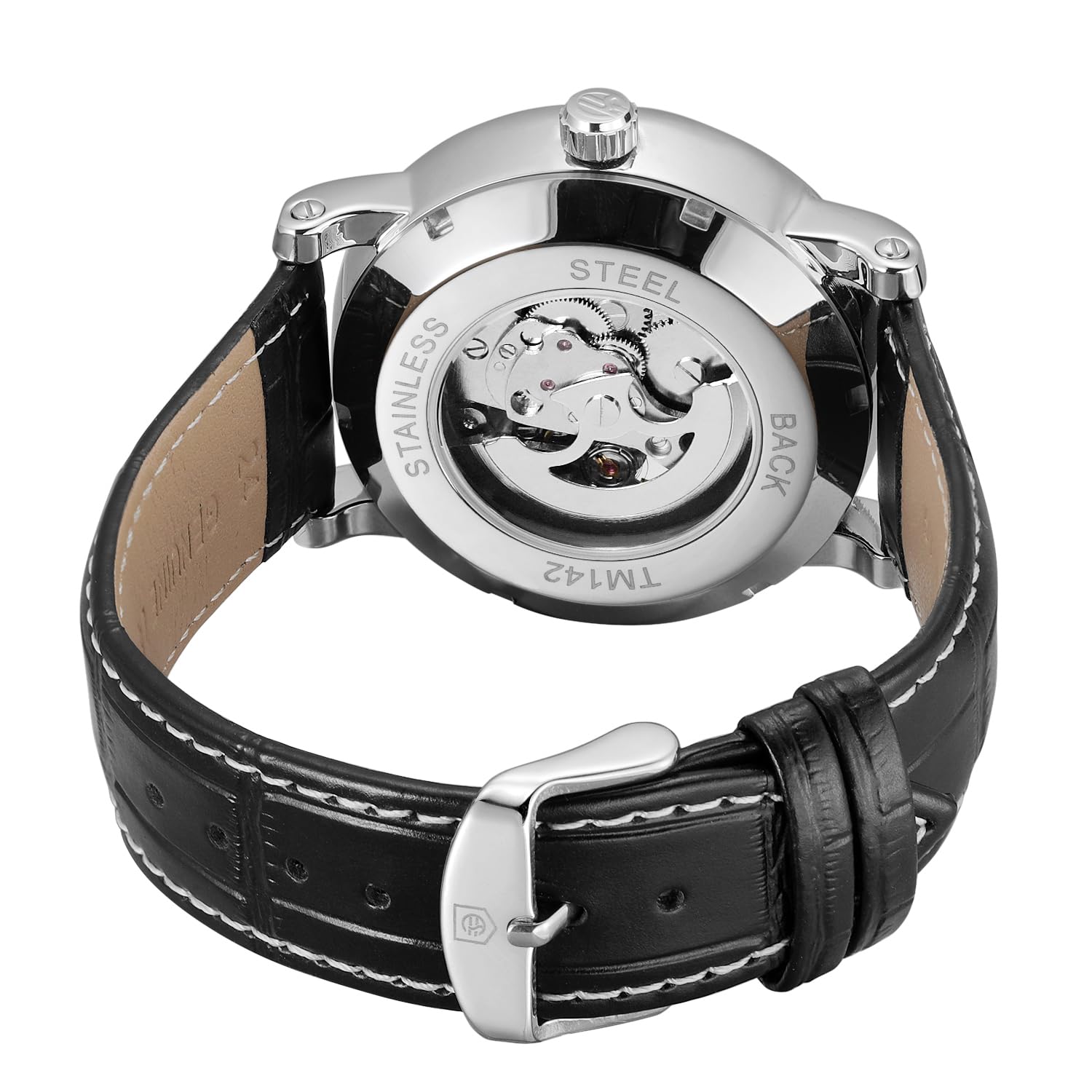 FORSINING Orologio da polso da uomo, meccanico, alla moda, con grande quadrante in pelle