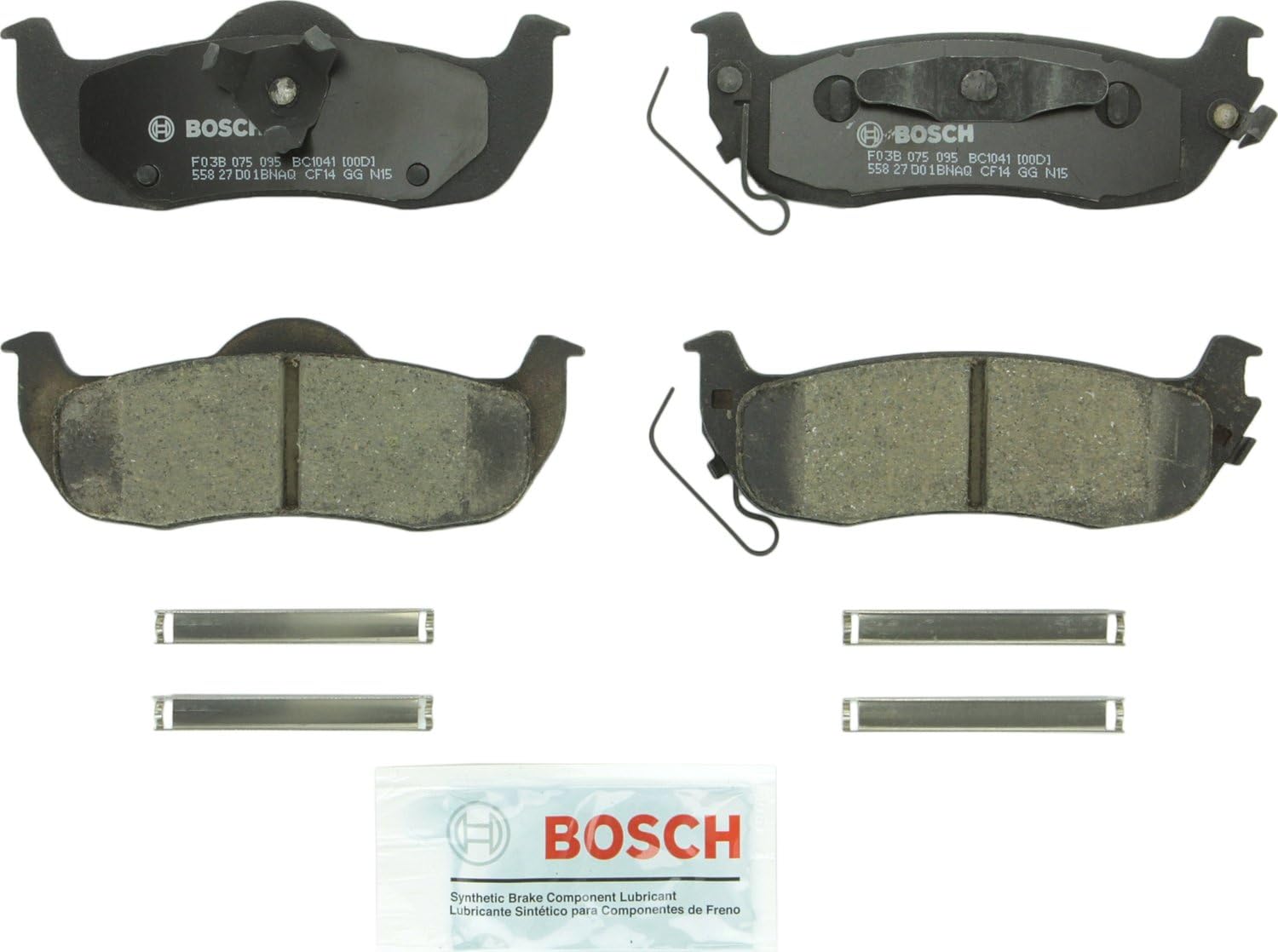 BOSCH BC1041 QuietCast Premium Ceramic Disc Brake Pad Set - Compatible with Select Infiniti QX56; Jeep Commander, Grand Cherokee; Nissan Armada, Pathfinder, Titan; REAR
