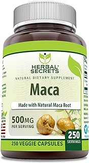 Maca 500mg 250 Veggie Capsules | Non-GMO | Gluten Free | Made in USA | Suitable for Vegetarians