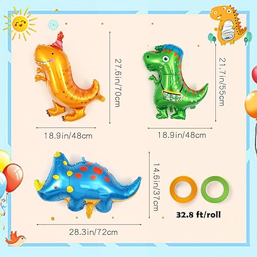 Miniatura 3 de 7 Pcs Dinosaur Balloons, Baby Dinosaur Foil Balloons, Giant Dino Animal Mylar Balloons for Dino Animal Birthday Party Decorations Baby Shower Gender