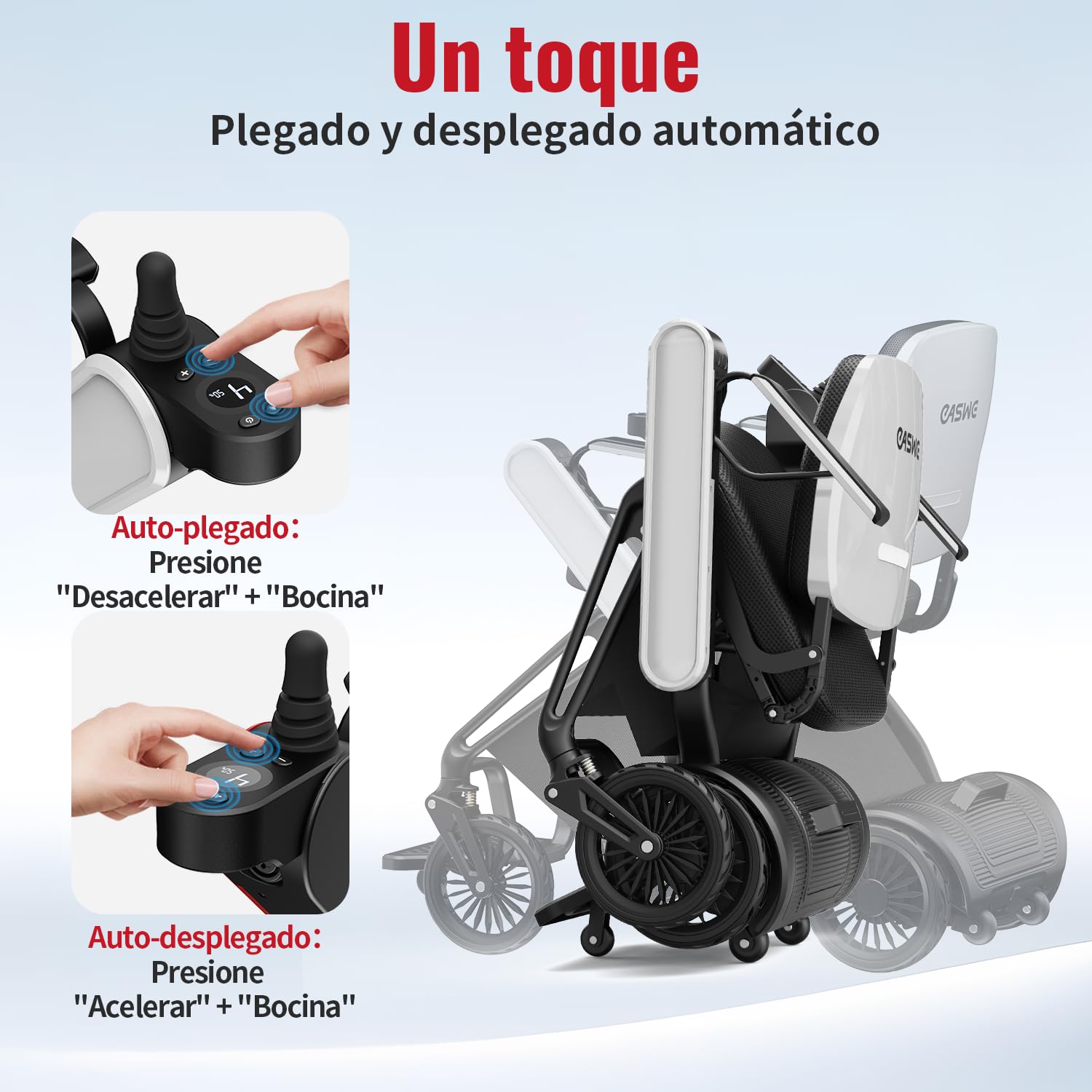 F10 Silla De Ruedas Eléctrica De Plegado Automático Ligera 18Kg, Plegado Con Una Sola Tecla, Autonomía 23-46 km, All Terrain Silla De Ruedas Eléctrica para Adultos (Blanco, Amperio-hora, 12)