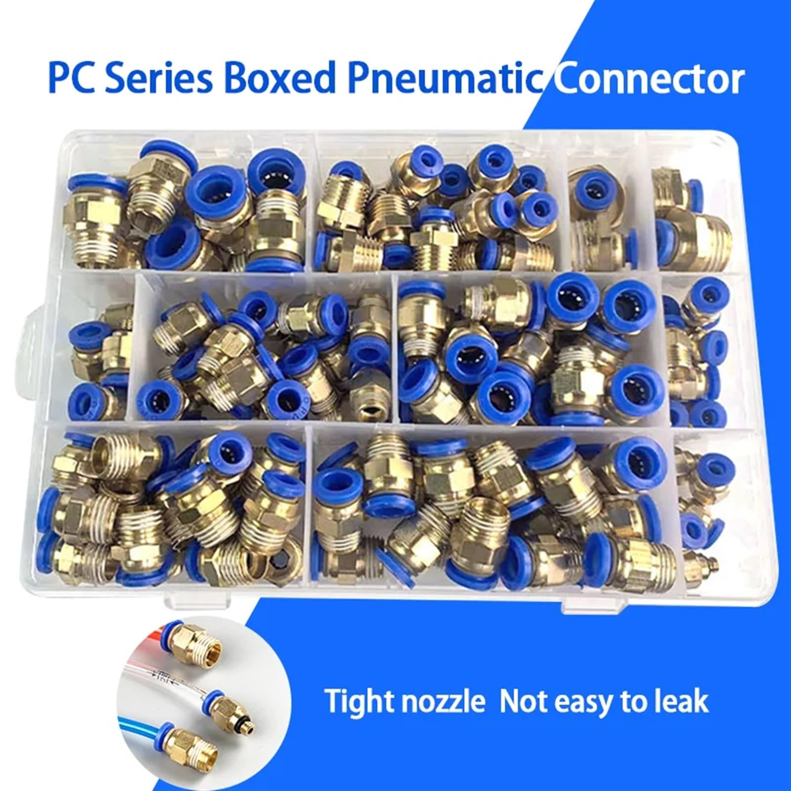PC6-02 PC8-02 PC10-02 Serie PC conectores de manguera de junta de aire en caja Accesorios neumáticos de tubo Acoplamientos de liberación rápida de empuje 1/4 1/8(C kit (40pcs),5 BOXES)