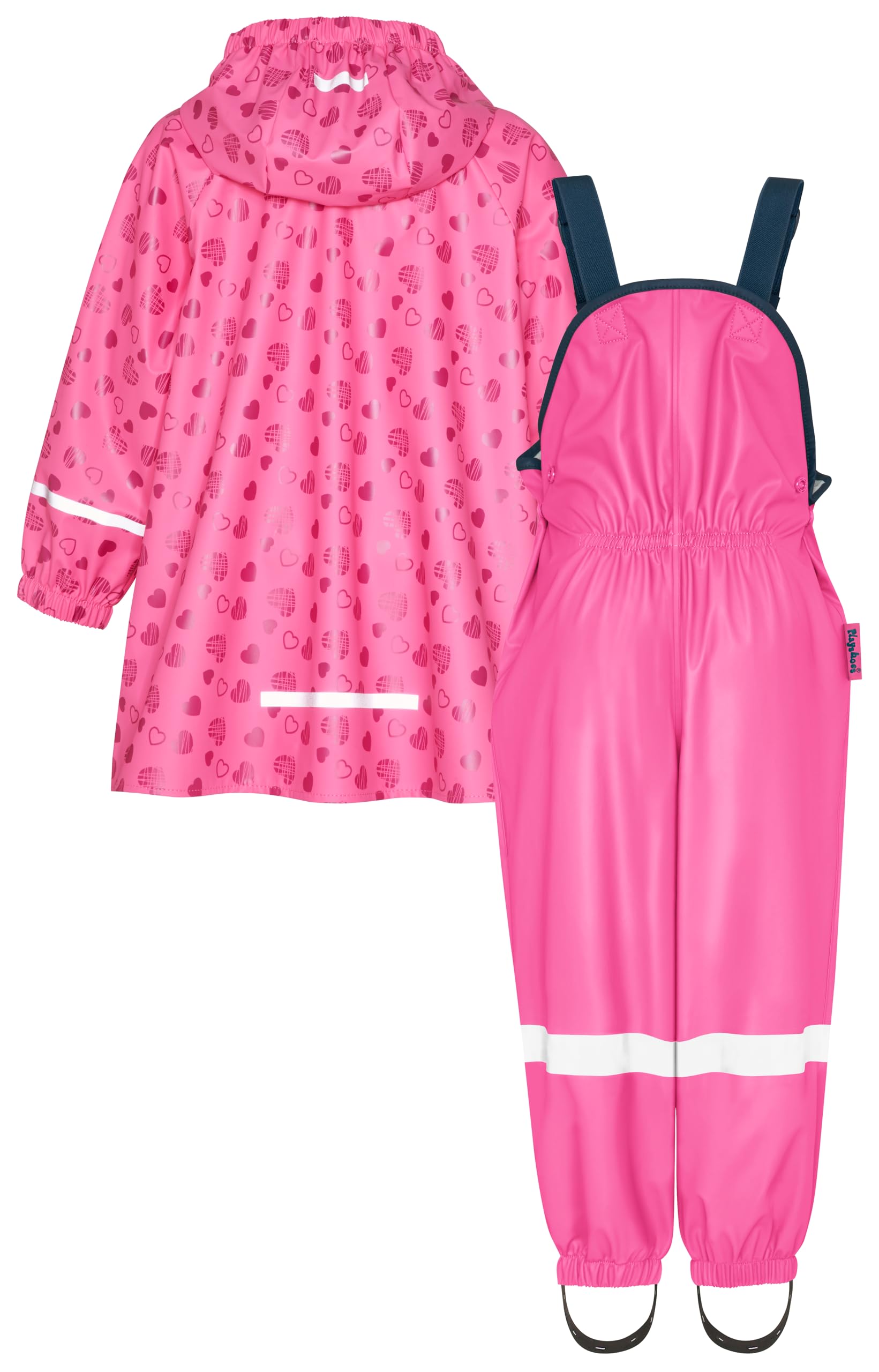 Playshoes Regen-Set Regenlatzhose, einfarbig, Herzen, 98 (2 Stück) Unisex Kinder, Einfarbige Herzen, 98 cm – Ansicht 2