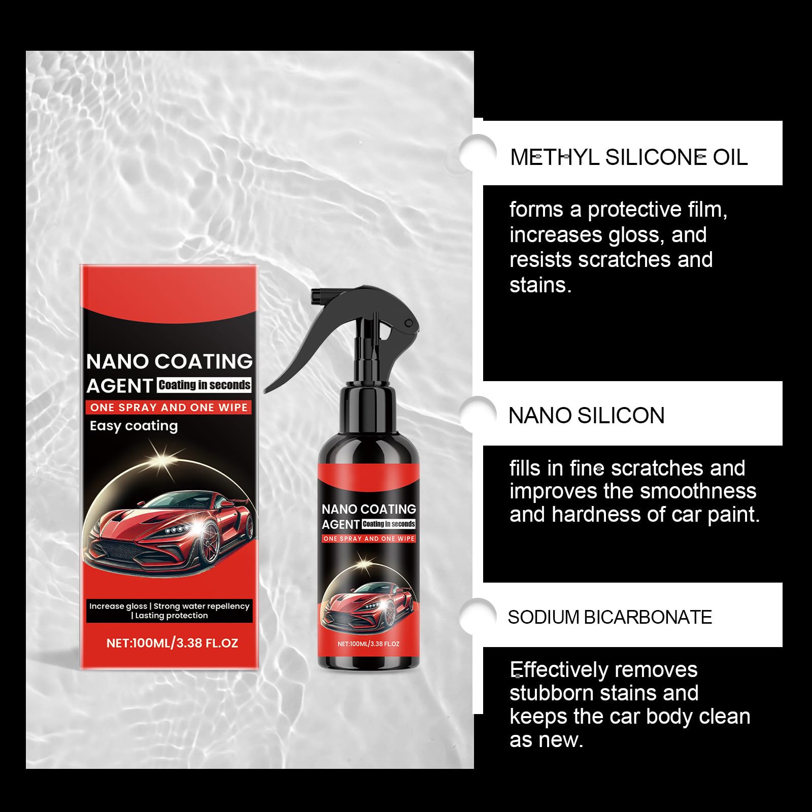 Nano Ceramica Spray Per Auto – Rivestimento Protettivo Anti Graffio, Effetto Lucido E Idrorepellente