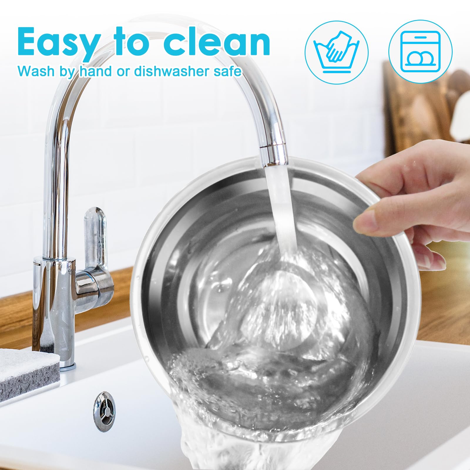 Epetslove Juego de cuencos grandes de acero inoxidable para perros con base antideslizante, cuencos de alimentación para mascotas con bordes elevados para evitar derrames, plato para perros y gatos