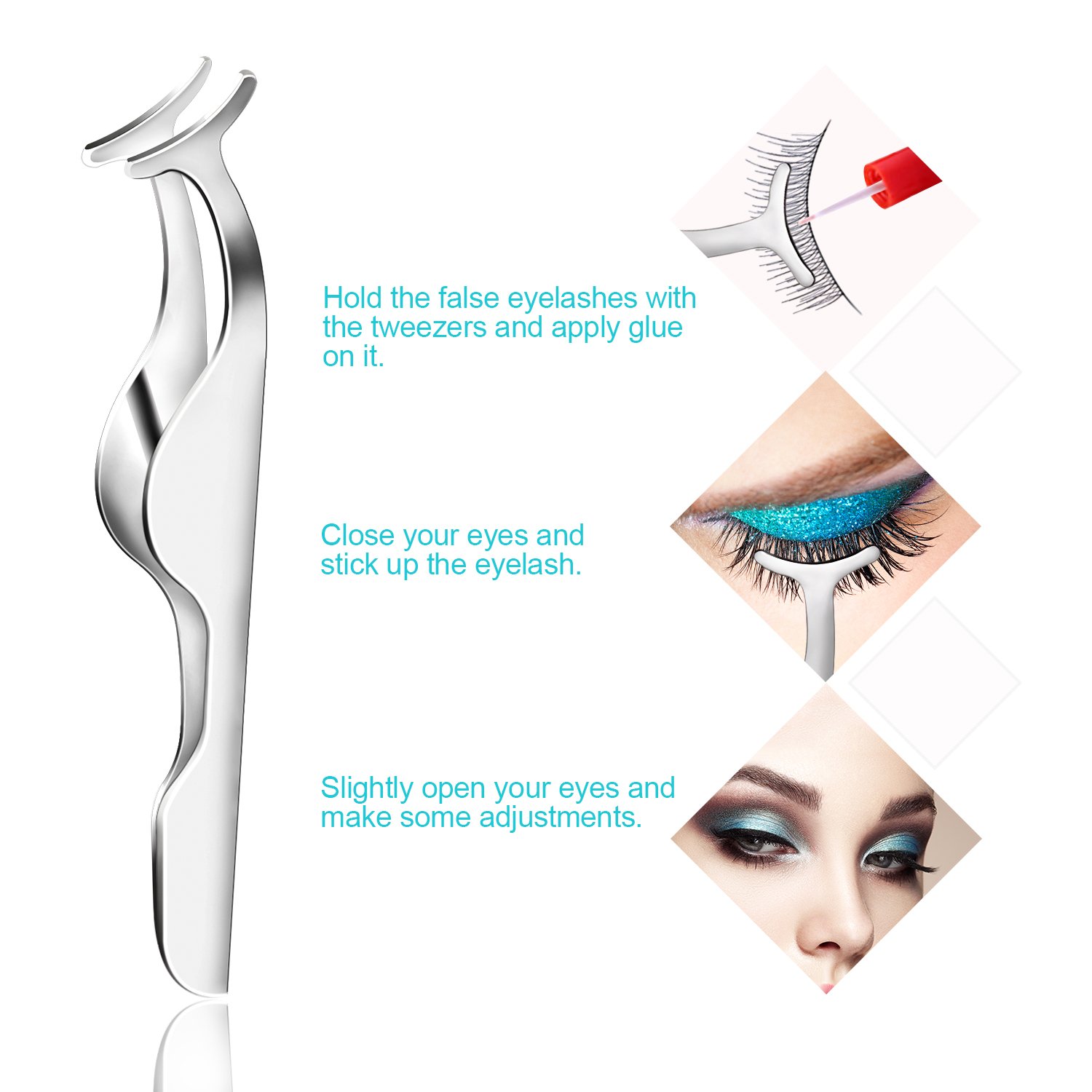 Bememo 6 Pieces Tweezers Kit for Eyelashes Extension Set, Eyelash Lash Tweezers and Eyebrow Scissors, Fake Extensions Tweezer Set Applicator