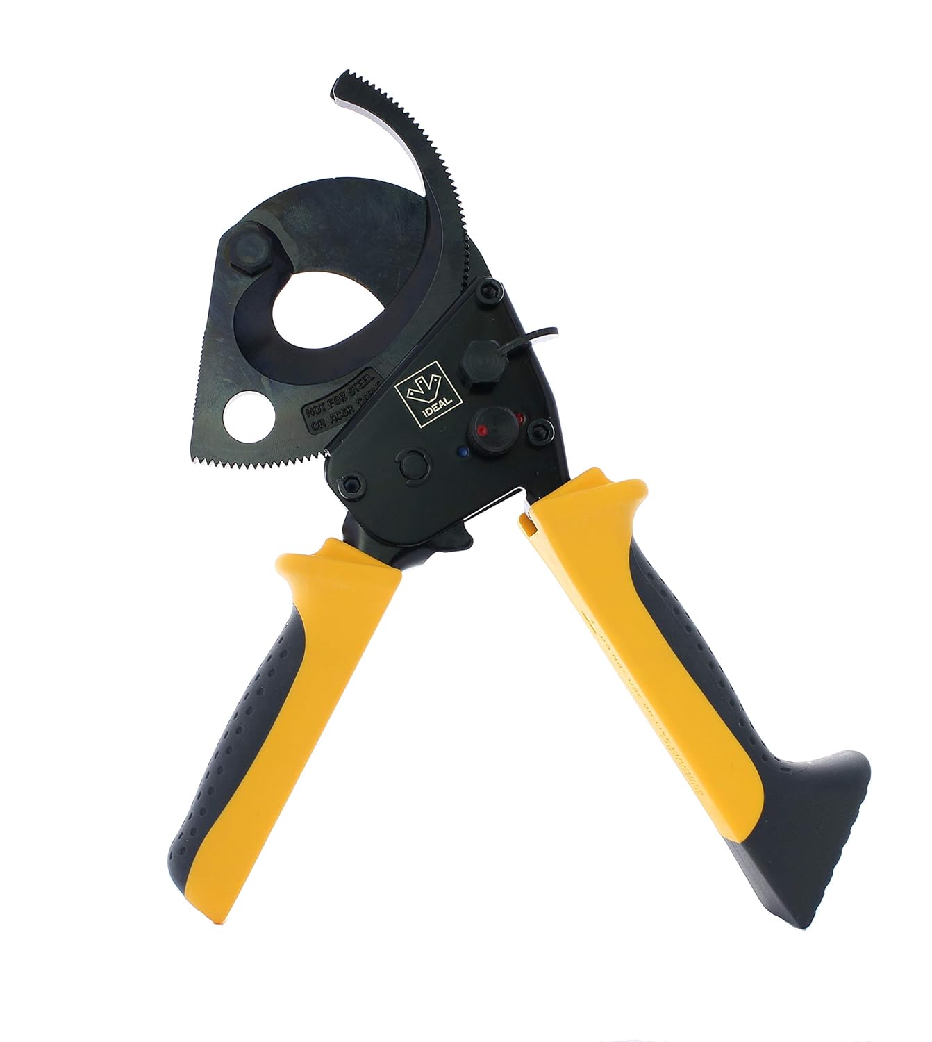 IDEAL Electrical 35-053 Ratcheting Cable Cutter 750 MCM, Wire Cutting Tool w/Steel Rounded Blade, Quick Release Handle