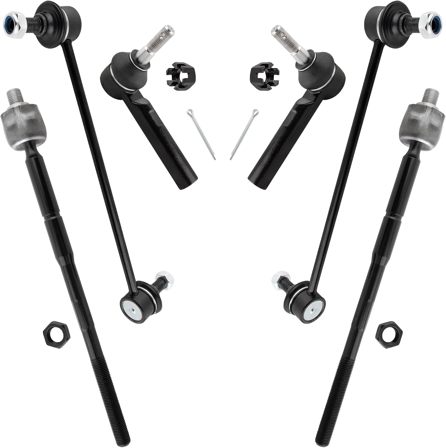 6pcs Front Sway Bars Inner Outer Tie Rods Suspension for Dodge Journey 2009 2010 2011 2012 2013 2014 2015 2016 2017 2018 All Models K750382 EV800611 ES800408