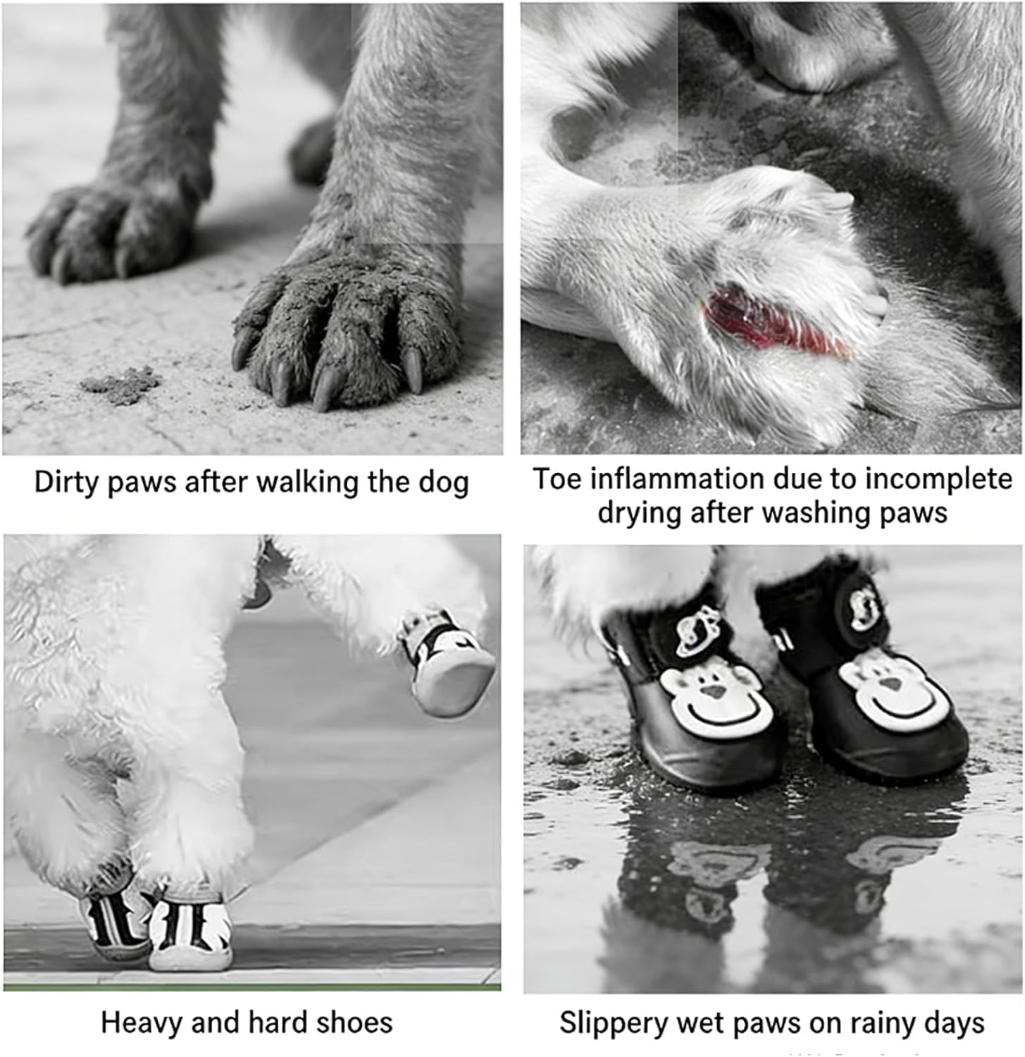 ordinarYone Regulable Elastics Dog Shoe with Reflective Belt Antislip Dog Shoe Pet Paws Protectors For Outdoor Protecting