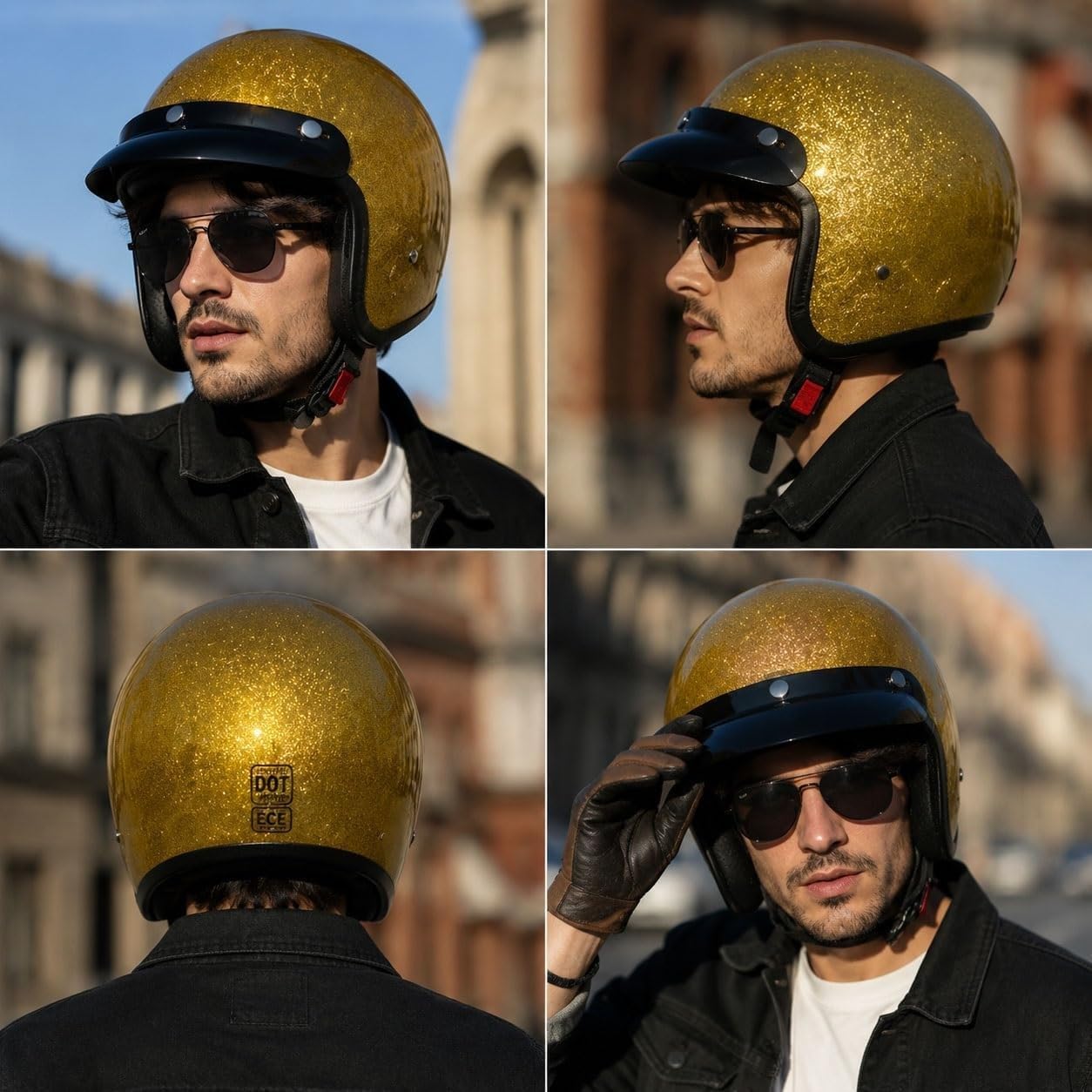 Casque de Moto Jet rétro Vintage Cromwell, homologué ECE et Dot, Polyvalent pour la Circulation Urbaine Quotidienne et Les Excursions de Loisirs à Moto. A,M=57-58cm