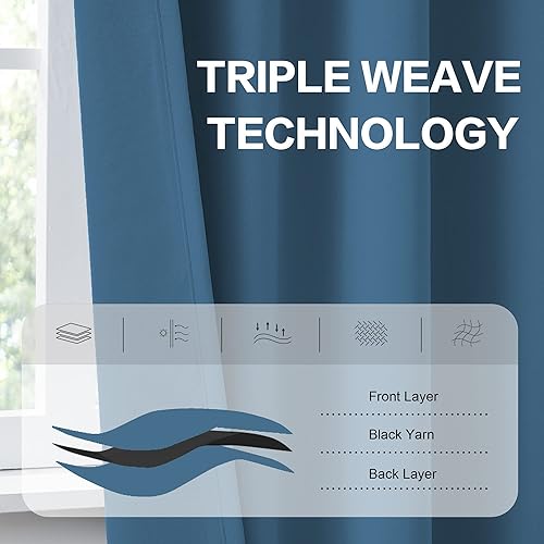 Miniatura 4 de DUALIFE - Cortinas blackout para oscurecer habitación, con trabillas traseras, bolsillo para cortinero y aislamiento térmico, para sala de estar, 52