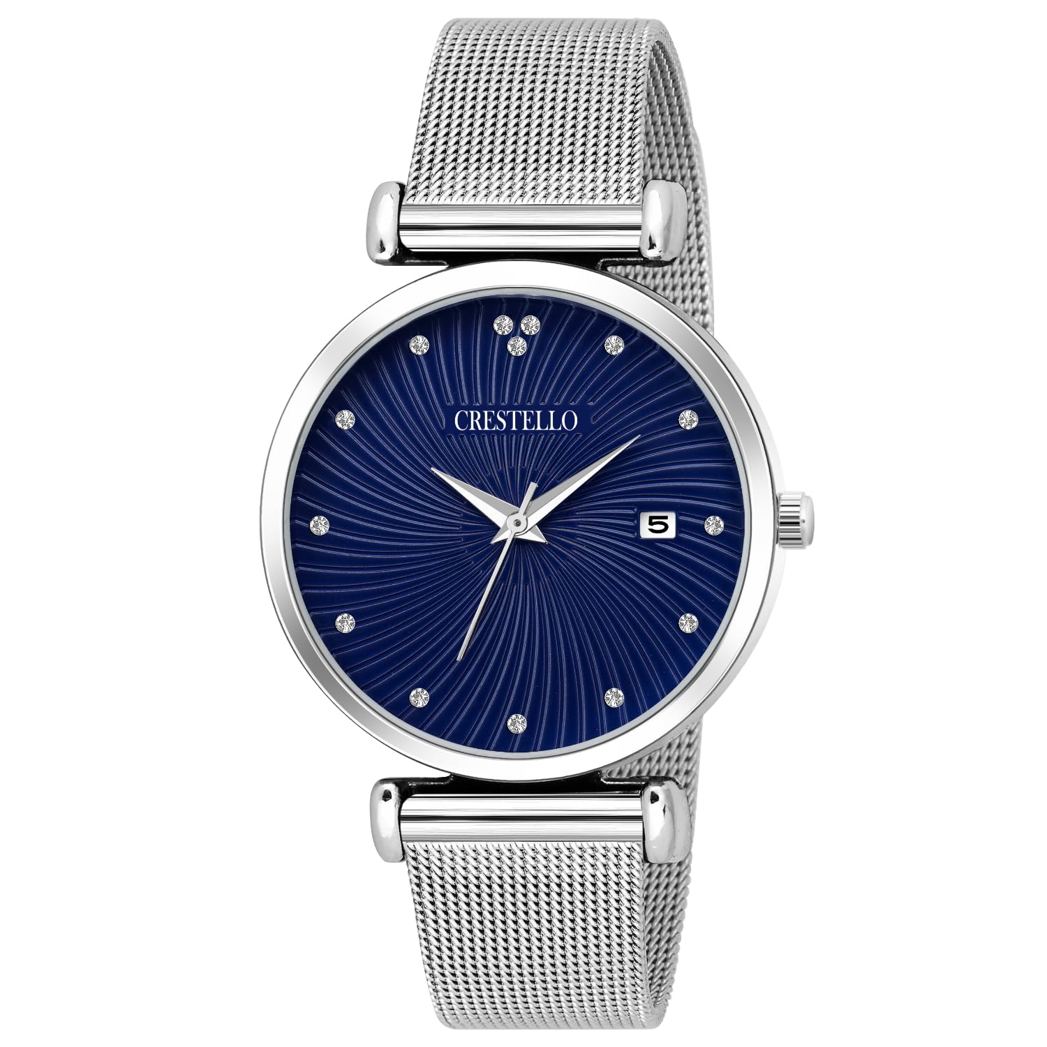 Stainless Steel Chain Analog Wrist Watch with Date Display for Women (Blue/Brown/White Dial) | CR-L320-CH-image-34