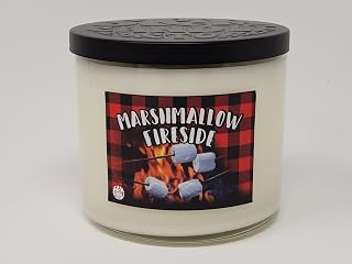 3 Wick Scented Soy Wax 14.5 oz Candle ~ 80 Hour Burn Time ~ Aromatherapy Soy Candles ~ Made in USA (Marshmallow Fireside)