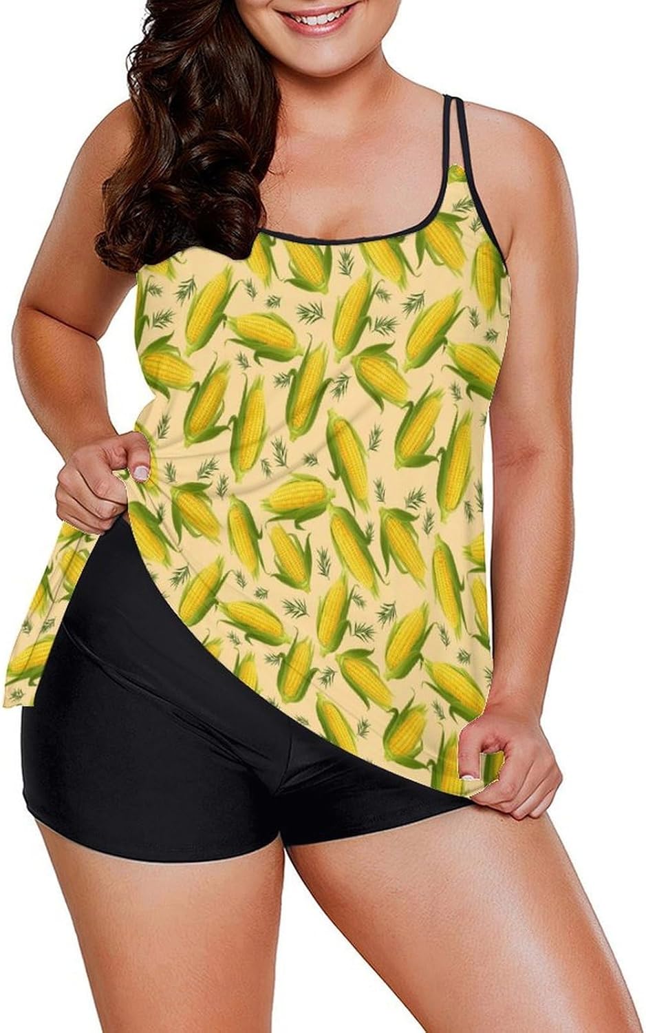 Two Piece Tankini Swimsuits for Women Tummy Control Plus Size Bathing Suits Corn Flowy Swim Tops with Boyshorts 5XL
