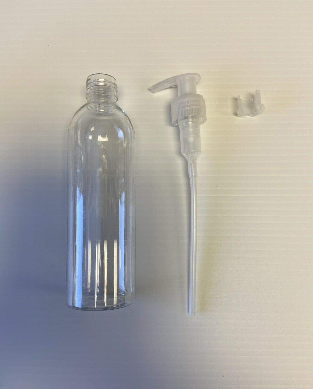 6 pack New 8 oz Empty Plastic CLEAR PET Bottles with Dispensing Pump.