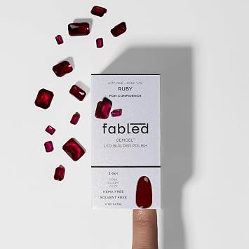 STARSKIN FABLED Gemgel 3-in-1 Gel Polish, Base-Builder-Color & Gemstone Infused Gel Nail Polish, 14+ Days Long Lasting, 0,4 Fl Oz Ruby, 0.4 Fl Oz