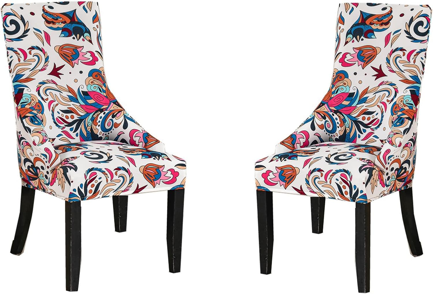 2 Pieces Stretch Wingback Chair Cover Printed Sloping Armchair Cover Arm Dining Chair Covers Sloping Side Chairs Slipcovers for Dining Room Banquet Home Decor