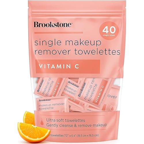 Brookstone Individual Makeup Remover Wipes - Ultra Soft, Makeup Remover Wipe Individually Wrapped, Gently Cleanse & Remove Makeup, 40 Count Makeup Wipes Individually Wrapped