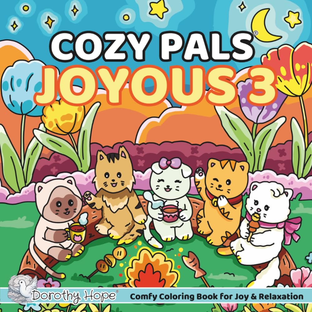 Cozy Pals JOYOUS 3: Comfy Coloring Book for Adults and Teens Featuring Cute Adorable Kittens in Joyous Moments (Bold & Simple, Cute & Easy) (COZY PALS Series)