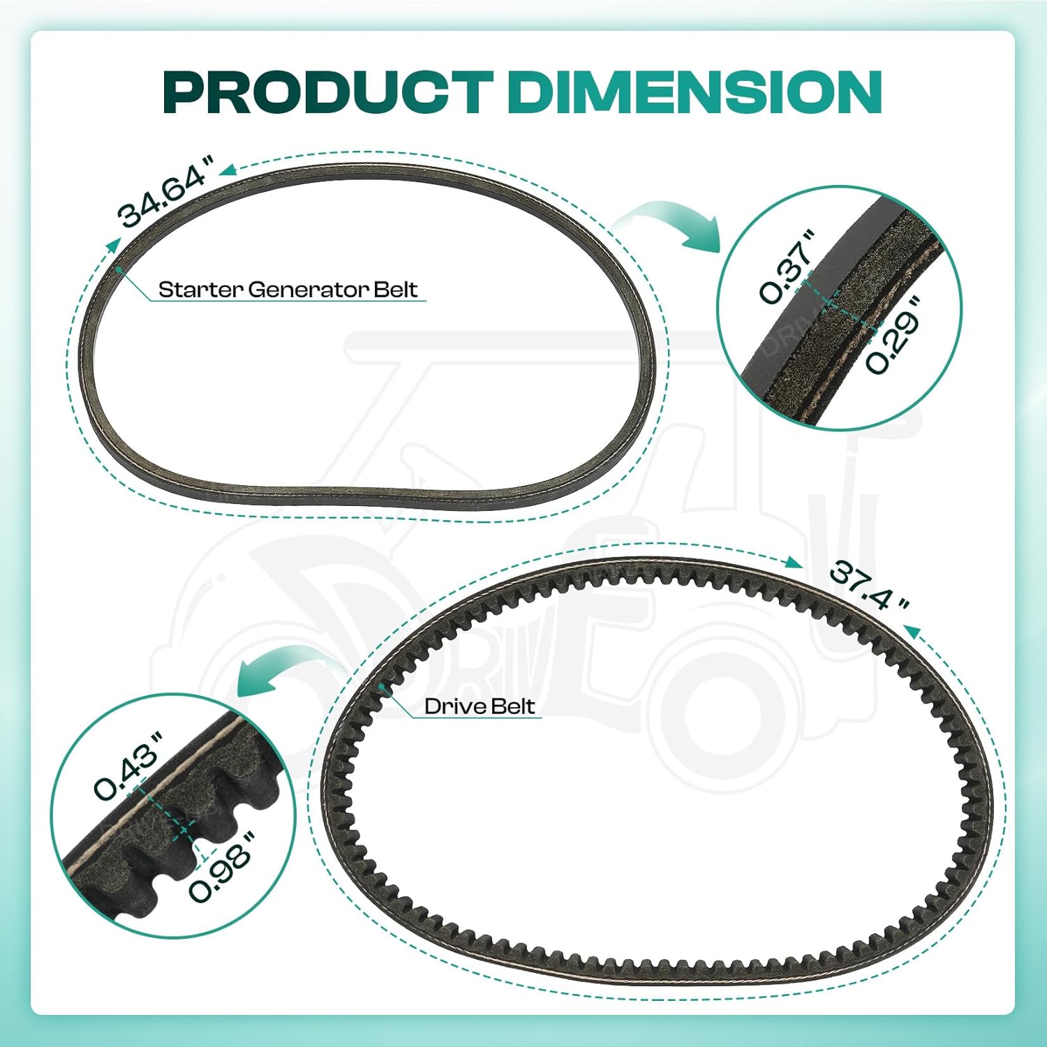 DRIVE UP 1016203 101916701 Starter Generator and Drive Belt Kit for Club Car DS Precedent Golf Cart