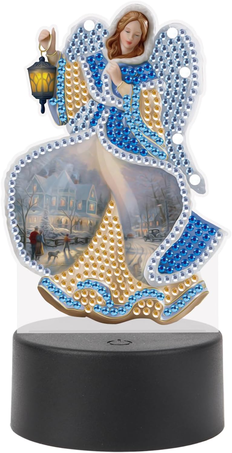 JISHSHAY Christmas Diamond Painting Night Light Virgin Mary Diamond Art Nightlight Madonna Gem Art LED Lamp Mary Gem Painting Desk Lamp Mosaic Kits for Adults LED Lights with Special Shape Drills