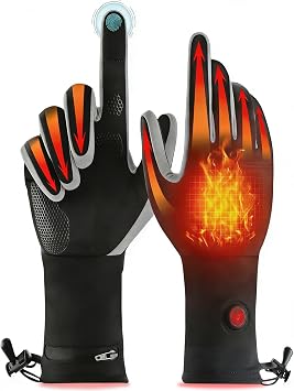 Heated Glove Liners for Men Women, Rechargeable Battery Electric Heated Gloves, Winter Warm Glove Liners for Arthritis Raynaud, Thin Gloves Motorcycle Ski Snowboarding Riding Hiking