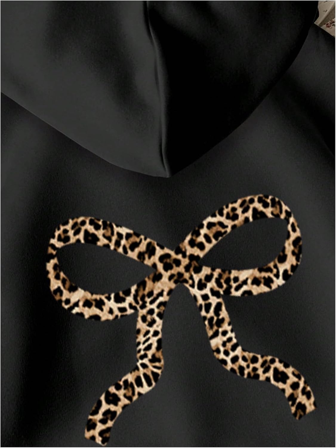 OYOANGLE Girl's Bow Leopard Print Oversized Hoodie Long Sleeve Hooded Sweatshirts Pullover Tops - Image 2