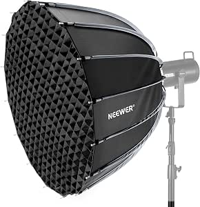 NEEWER 47""/120cm Softbox Parabólico Montaje Bowens, Configuración Rápida con Difusores/Rejilla/Bolsa para Luz Continua Video CB60 CB200B MS60 Compatible con Godox Compatible con Aputure 600d, NS120P