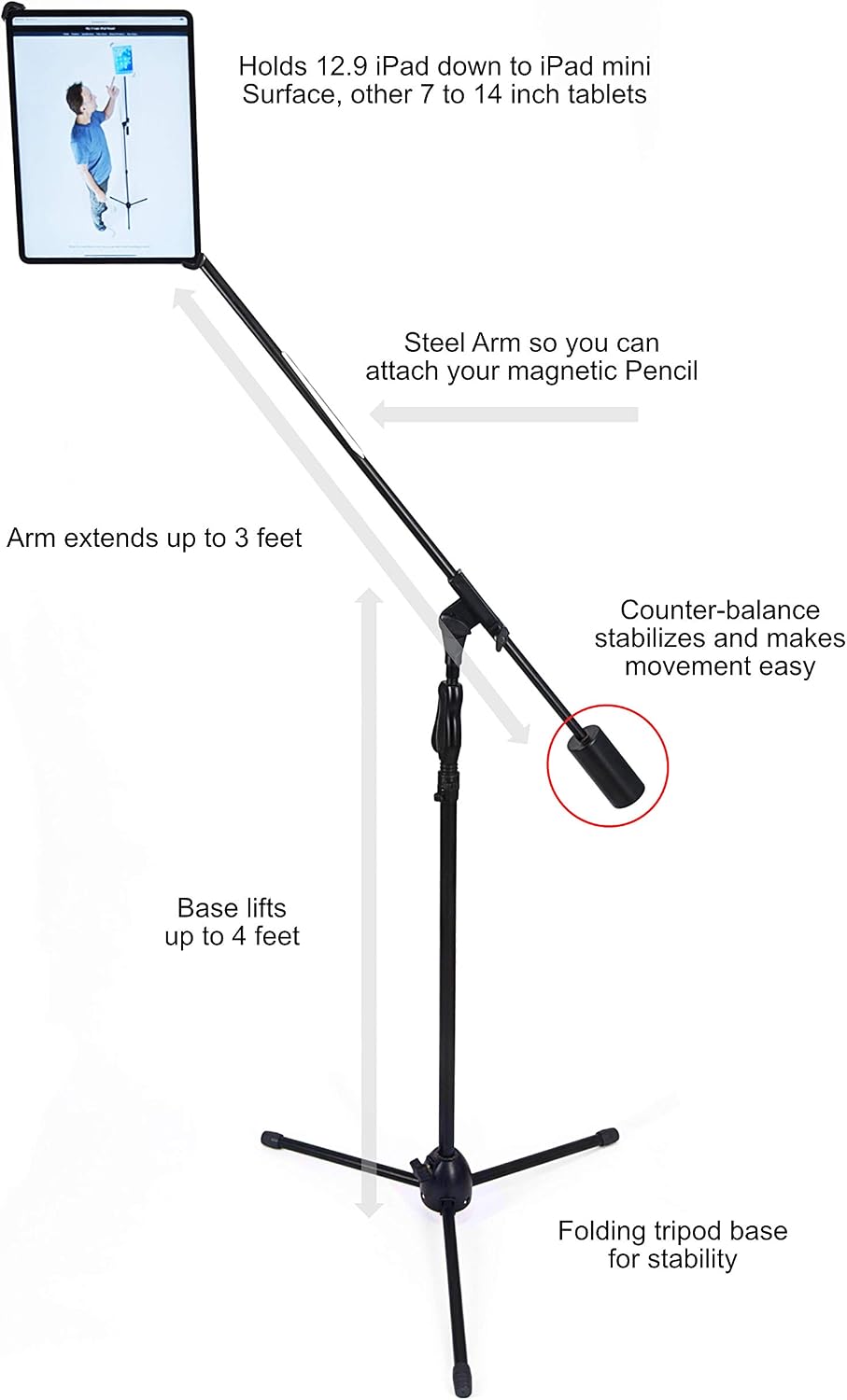 Nеw Arrіvаlѕ LapWorks Sky Crane Pedestal, a Stable Floor Stand for iPads and Tablets (Black) Nеw Arrіvаlѕ LapWorks Sky Crane Pedestal, a Stable Floor Stand for iPads and Tablets (Black)