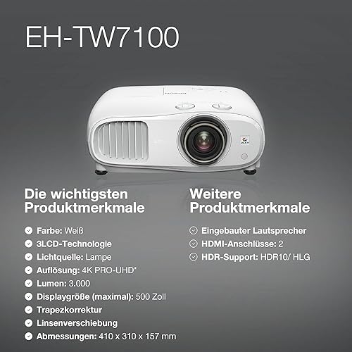 Epson EH-TW7100 4K PRO-UHD Projector — nuotrauka 6