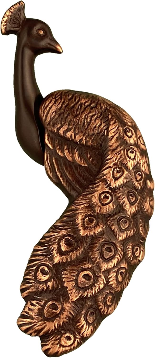Peacock Door Knocker - Oiled Bronze