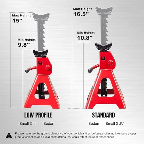 Miniatura 2 de Paquete de 2 caballetes para autos, de perfil bajo, de 2 toneladas (4000 libras), caballete elevador para autos, compatible para autos y vehículos