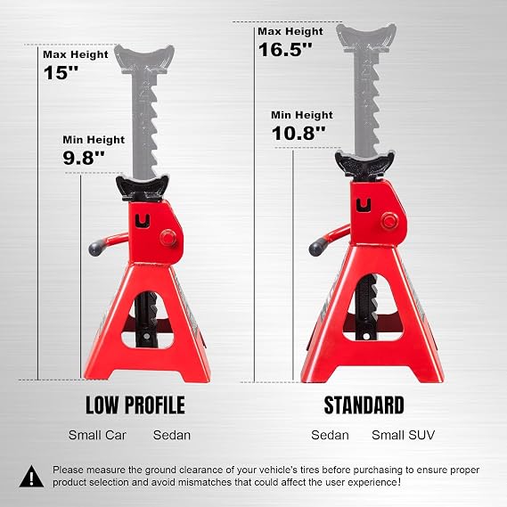 Jack Boss Jack Stands Low Profile 2 Ton(4000 LBs) Lifting Car Stand, Fit Use for Cars Automotive Small Vehicles, 2 Pack