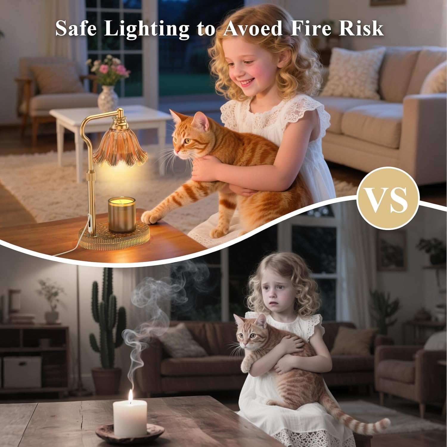 Candle Warmer Lamp with Adjustable Height - Flameless 4-Level Dimmable Wax Warmer, Timer Function & Stylish Design in Multiple Colors(Brown)