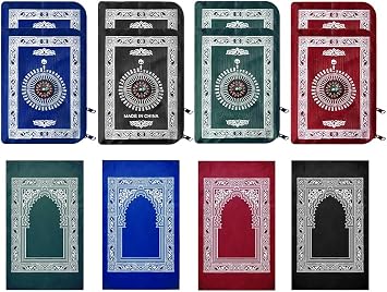 Portable Travel Prayer Mat,8 Pieces Portable Muslim Islamic Prayer Mat,Polyester Prayer Rug,4 Colors Muslim Prayer Carpet with Pocket for Islamic Gifts Ramadan Family Trips60 cm x 100 Cm