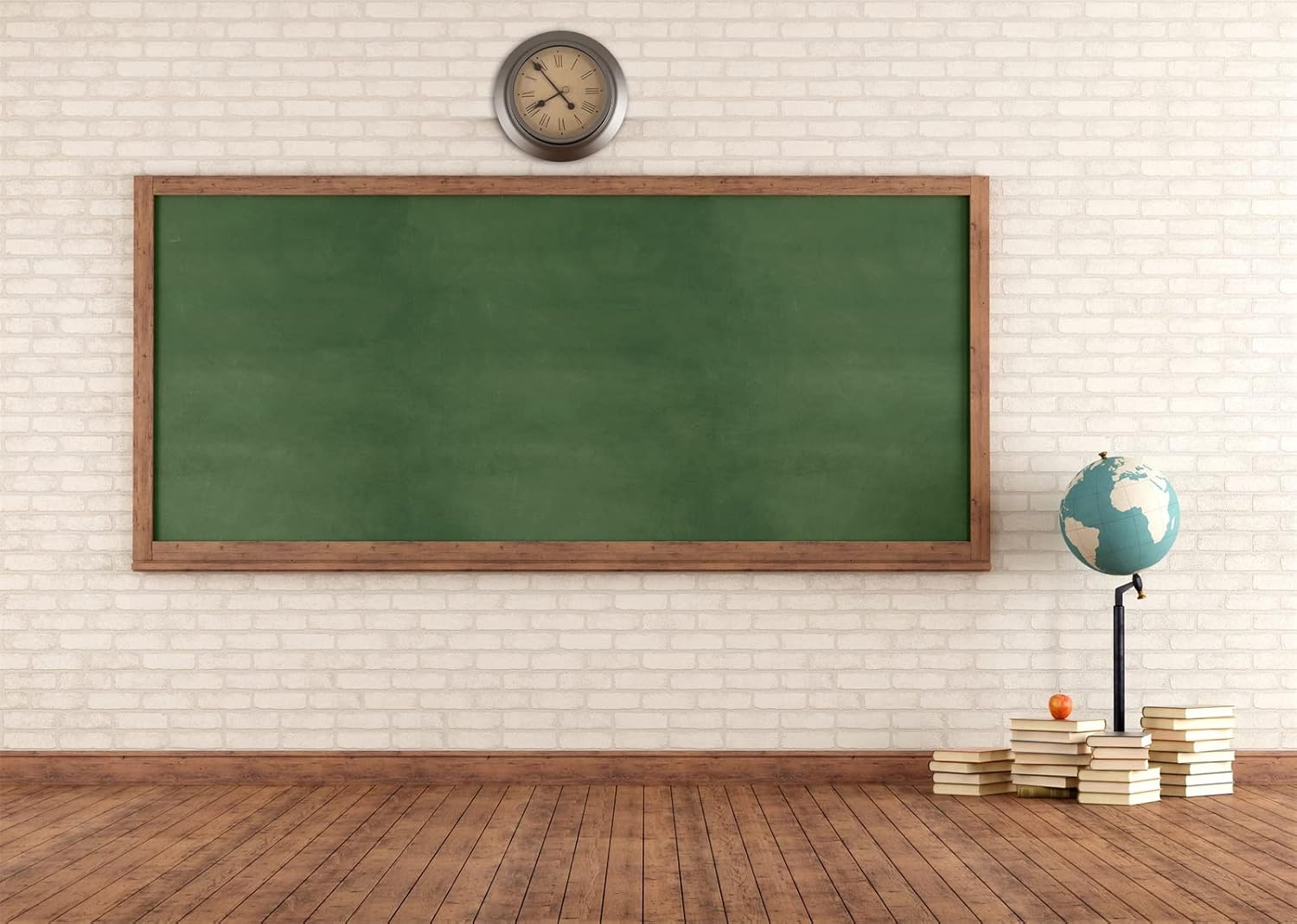 BELECO 10x8ft Fabric School Classroom Chalkboard Backdrop Vintage Classroom Blackboard Brick Wall Wood Floor Photography Background Back to School Party Decor Banner Online Teaching Photo Props
