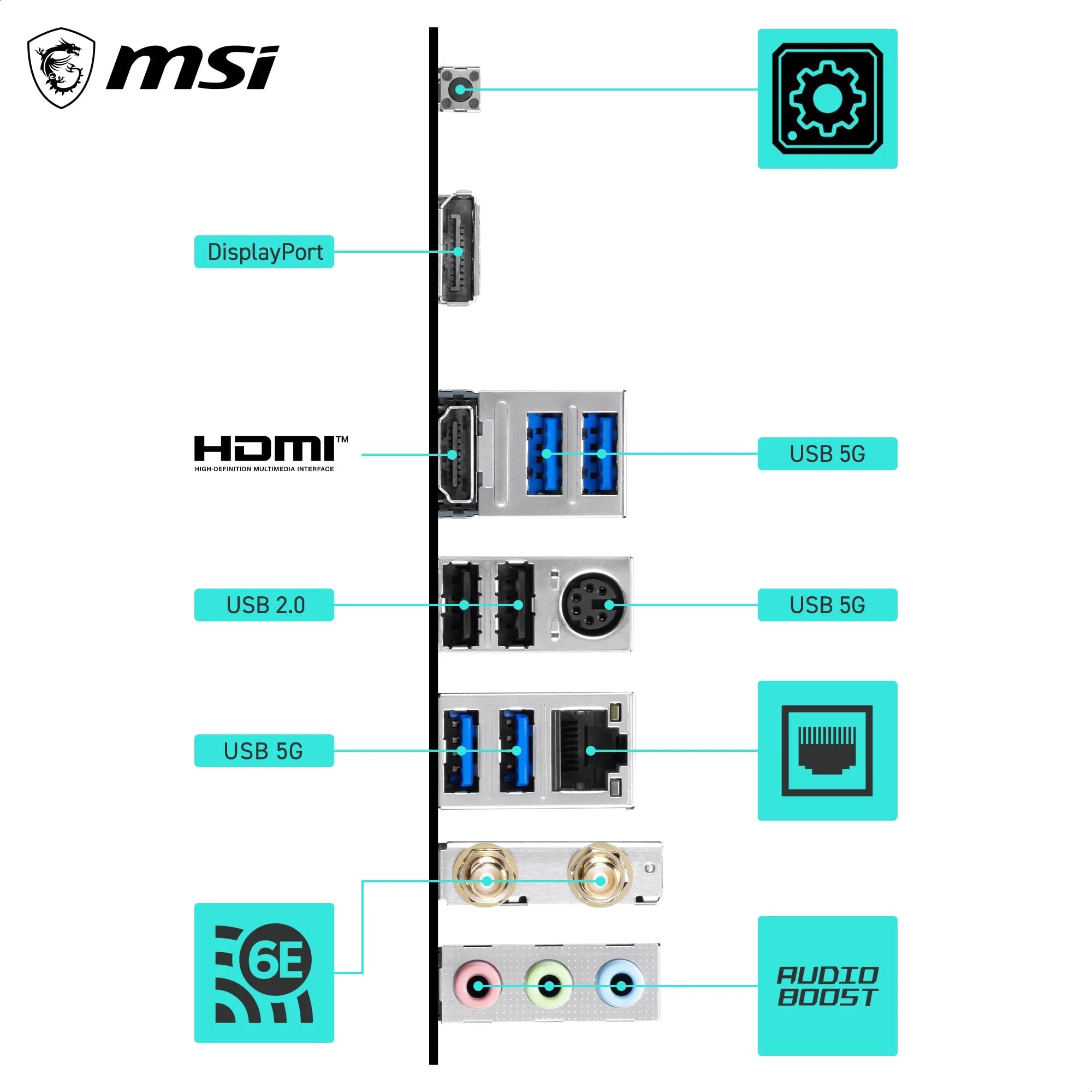 MSI Carte mère B550M Gaming Plus WIFI6E, mATX Prend en Charge Les processeurs AMD Ryzen 5000, 5000 G-Series 4000 G-Series et 3000 Series, AM4-DDR4 Memory Boost 4400 + MHz/OC, PCIe 4.0 x16, M.2 Gen4