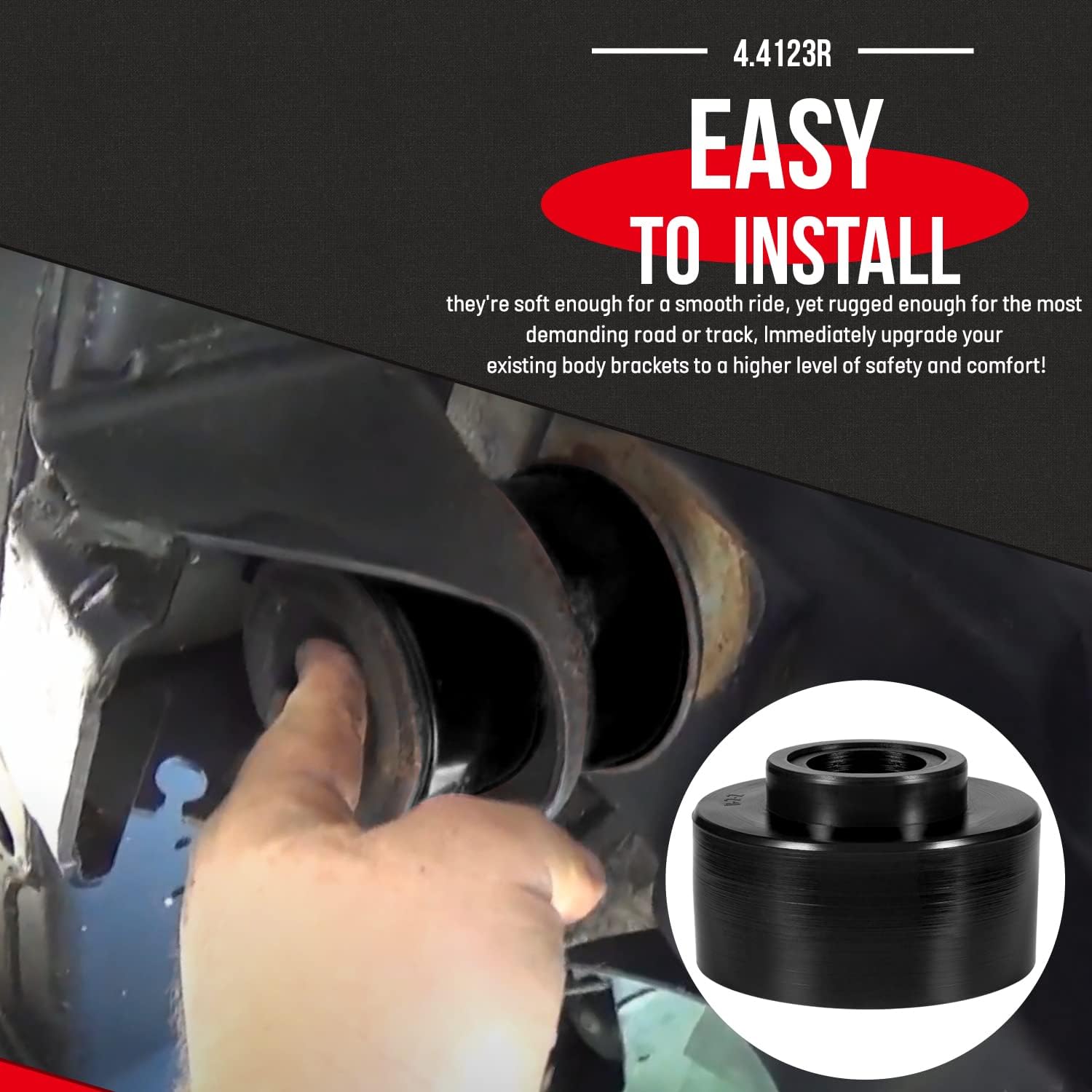 Body Mount Bushing Set Kit Compatible with 1980-1998 Ford F150 F250 F350 2WD 4WD, Heavy Duty Polyurethane Body Cab Mounts Steel Sleeves and Hardware Replacement Kit 58 PCS Black