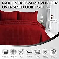 Vista 2 de Nápoles - Juego de edredón tamaño Queen rojo oscuro