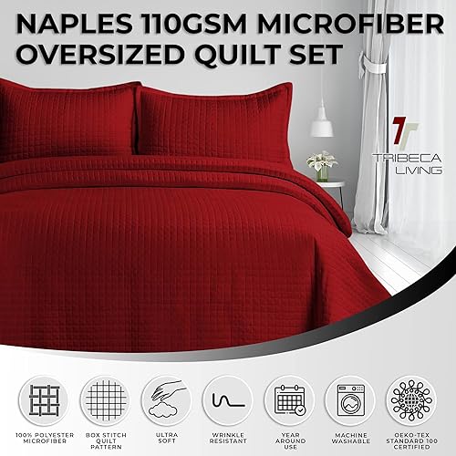 Miniatura 2 de Tribeca Living Juego de edredón de tamaño Queen de gran tamaño, juego de ropa de cama suave de 3 piezas, incluye una colcha y dos fundas de