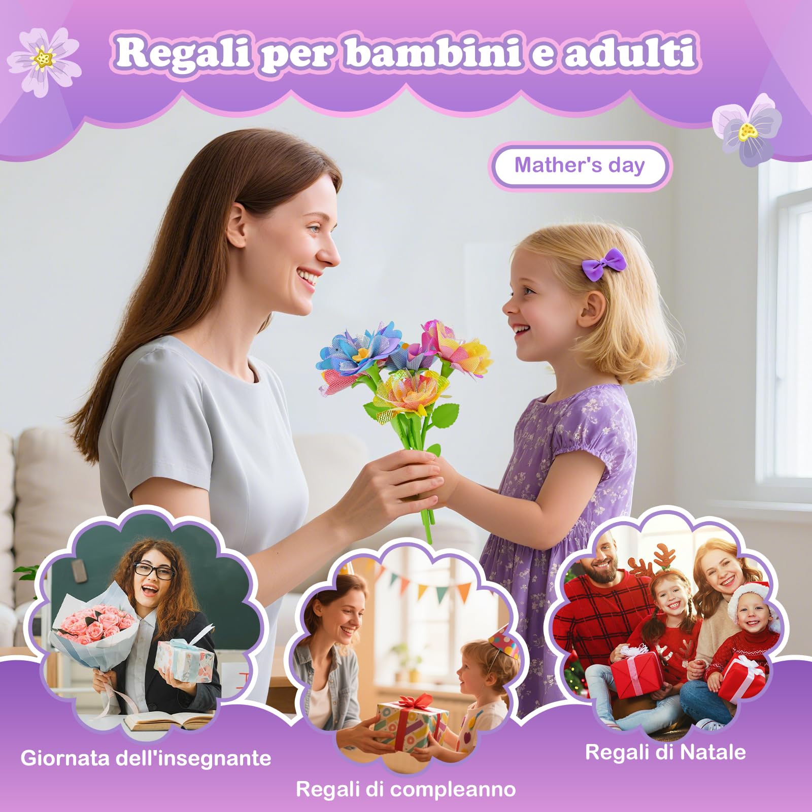 BlueSwan Regalo Giochi Bambina 4 5 6 7 8 9 10 11 12 + Anni Femmina, Pressa per Fiori, Gioco Educativ Giocattoli Sensoriali, Kit Lavoretti Creativi per Bimba, Bambine Laboratorio dei Fiori Bouquet