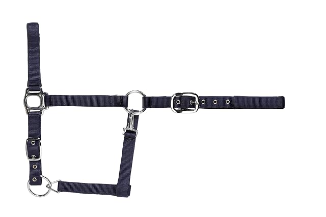 USG Halter with Silver Fittings/ Soft Padded, Full, Navy