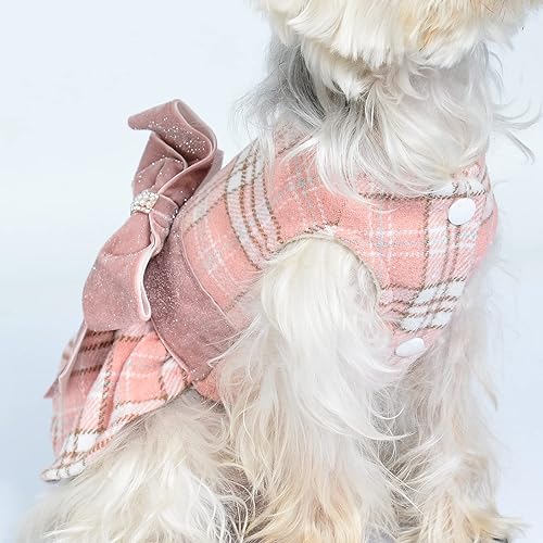 Miniatura 6 de Vestido suéter de invierno para perro suéteres de forro polar para perros pequeños vestido de perro rosa Yorkie Chihuahua ropa de invierno para