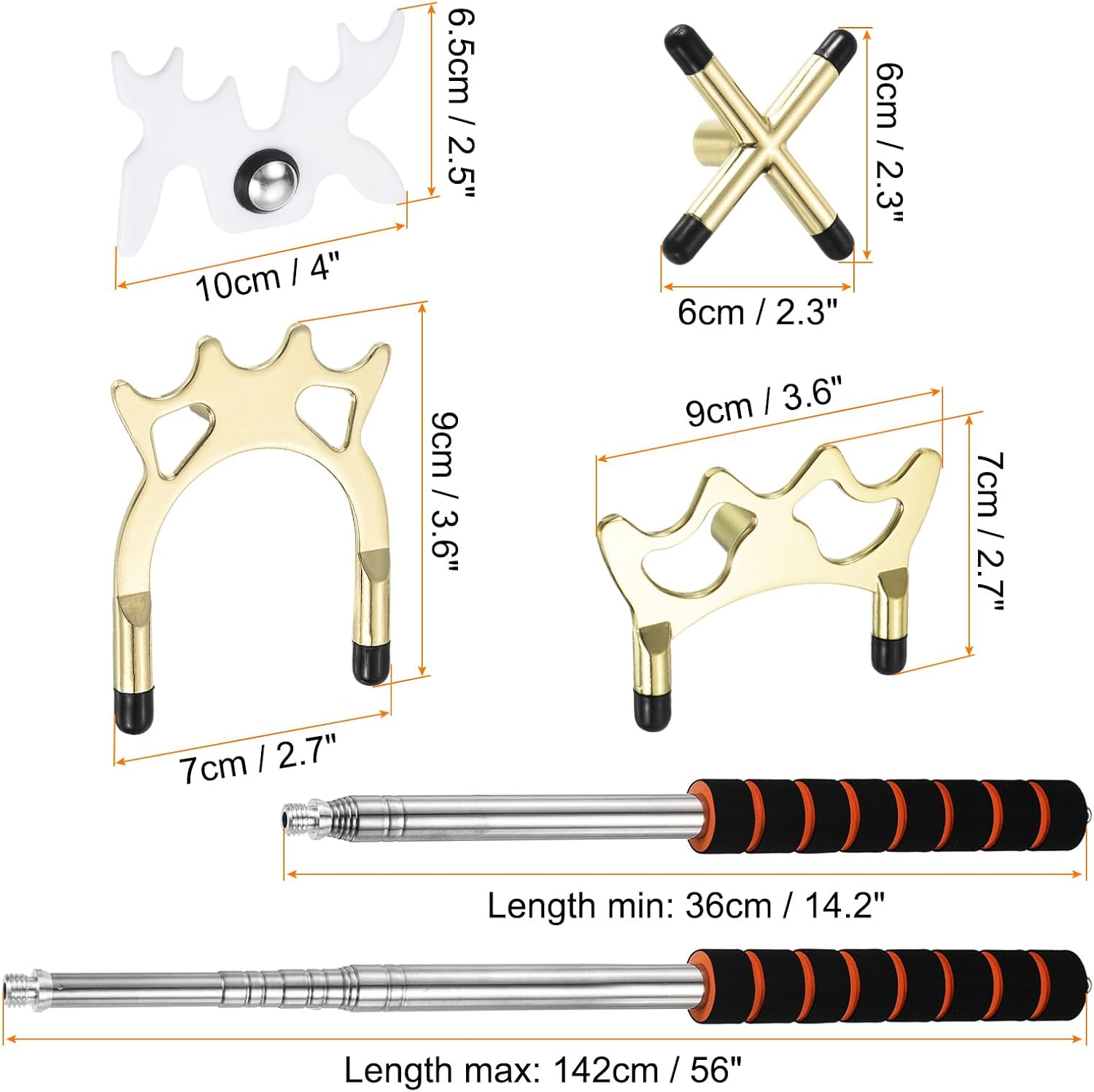 PATIKIL Retractable Billiards Cue Stick Bridge, Pool Cue Accessory with Removable Metal Low/High/Cross Bridge Head for Pool Table Competition