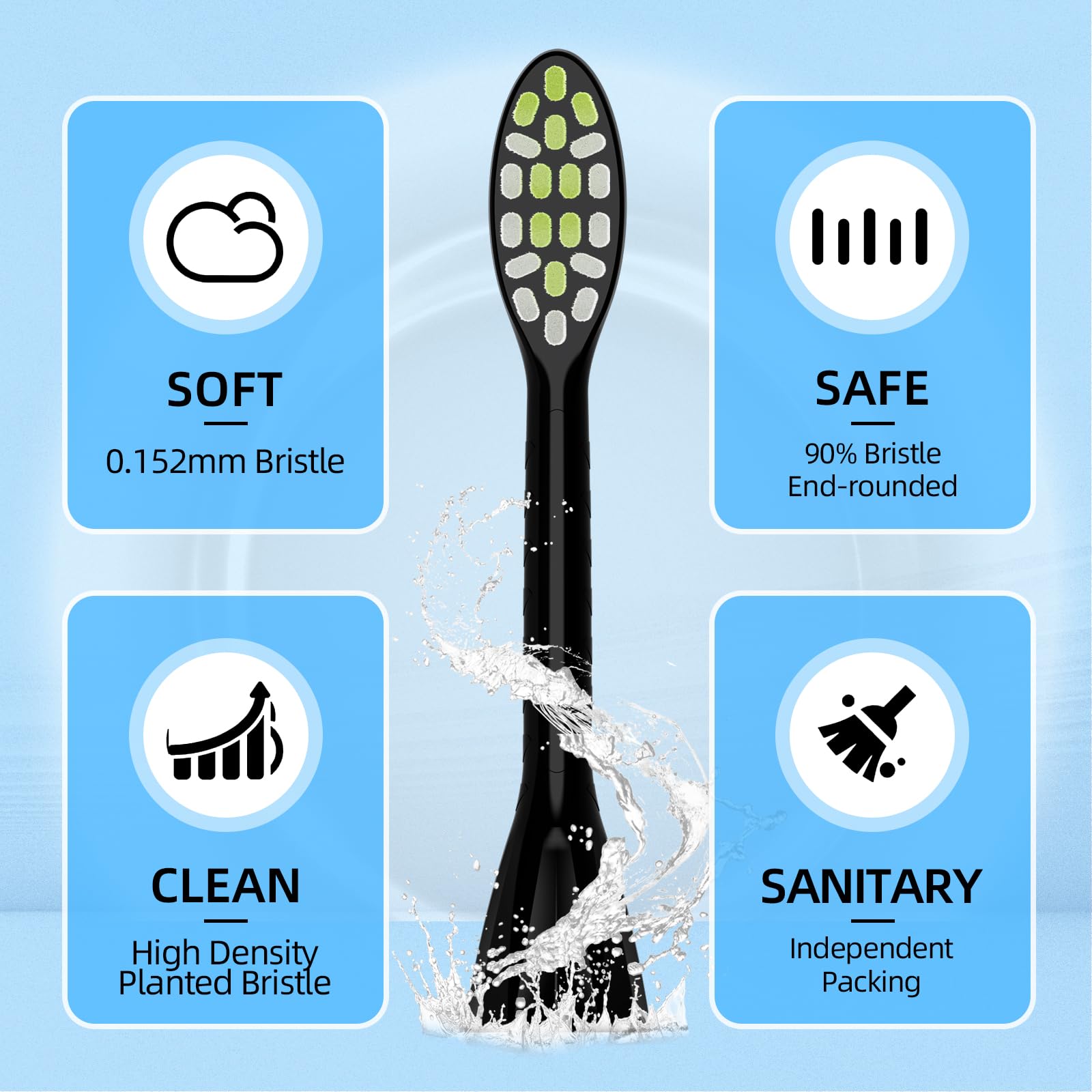 Compatible con cabezales de cepillo de dientes eléctricos Philips One Series Sonicare, para cepillo de dientes eléctrico Philips One HY1100 HY1200 BD100/AZ Series, paquete de 10 (negro sombra,