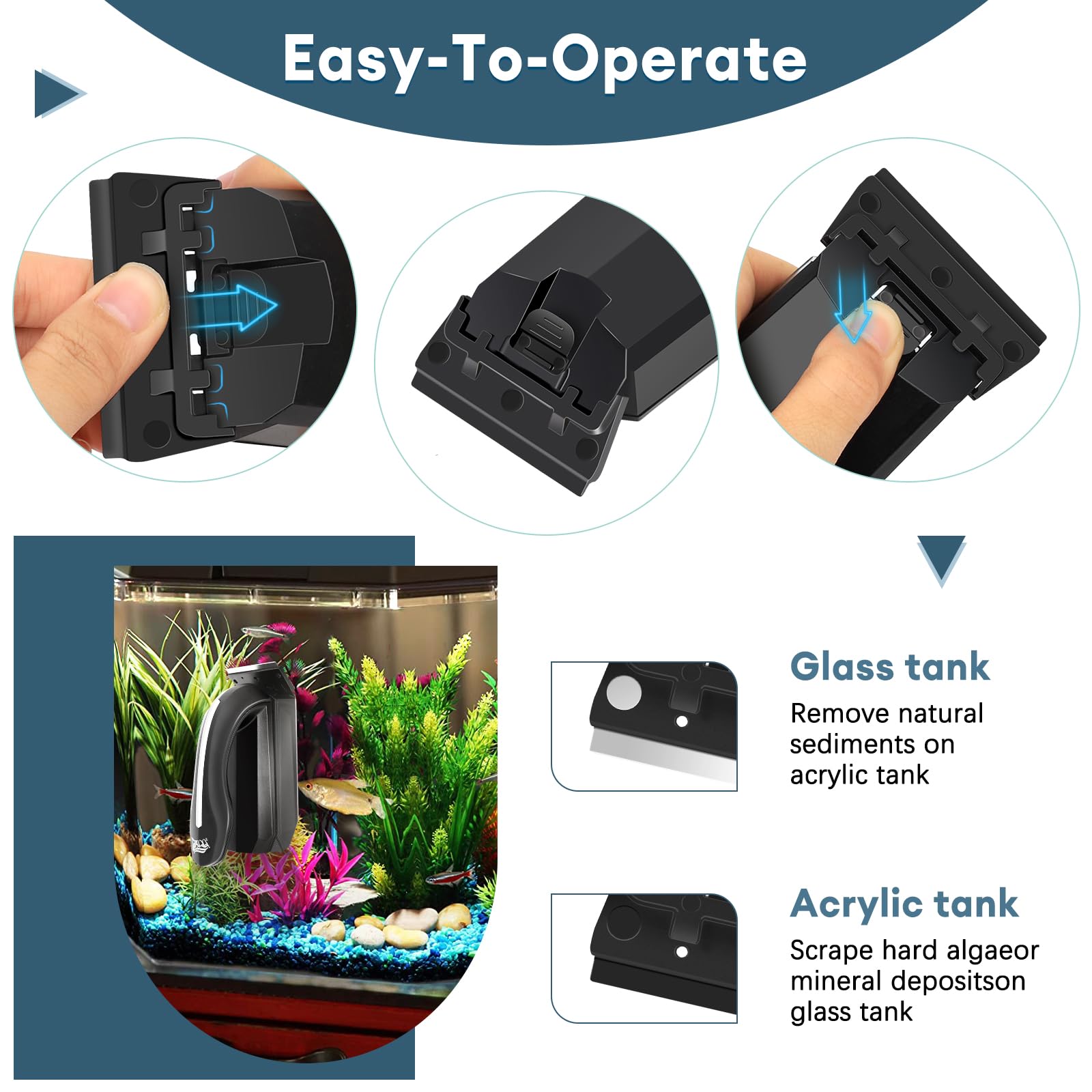 AQQA Magnetic Fish Tank Cleaner, Upgrade Strong Aquarium Glass Cleaner Magnet - Image 4